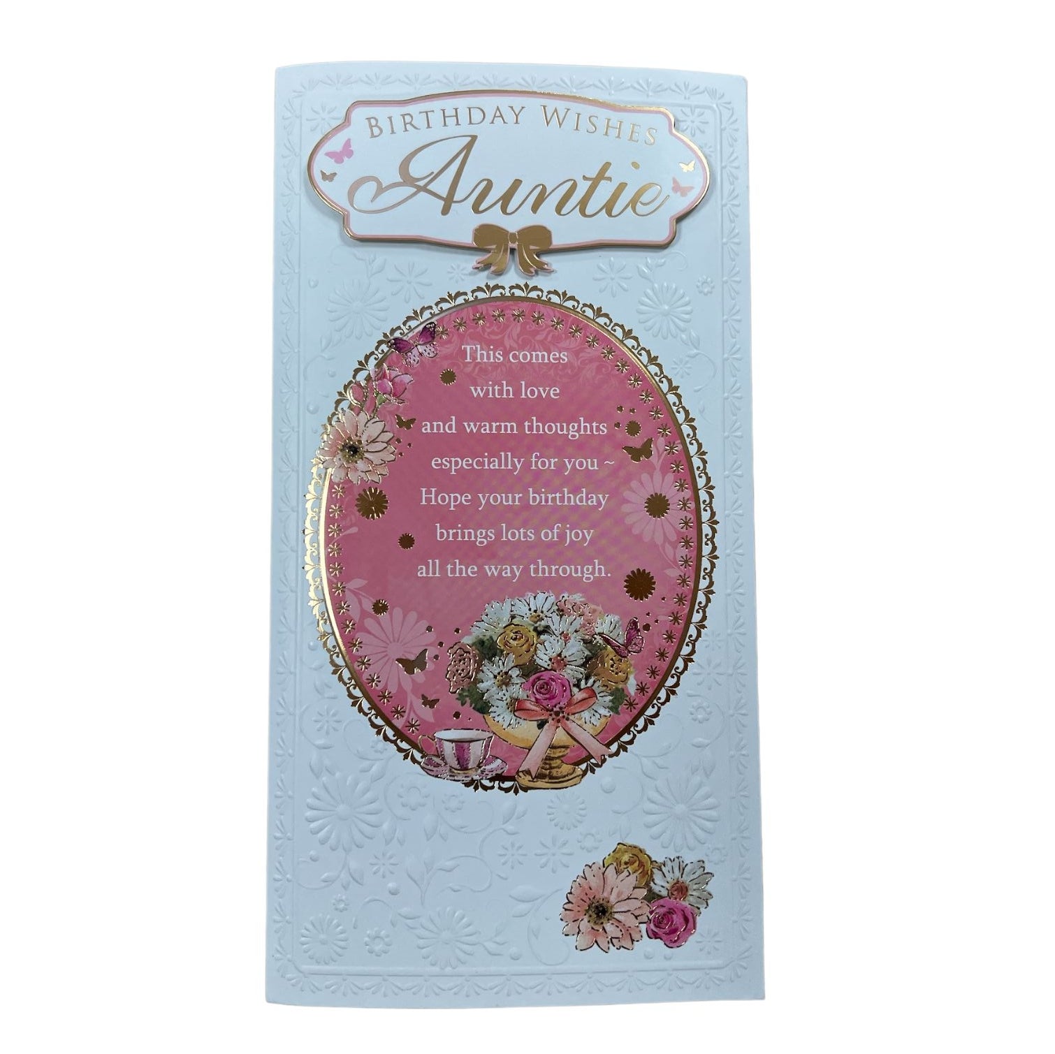 Birthday Wishes Auntie Foil Finished Soft Whispers Card – Choice Wholesale