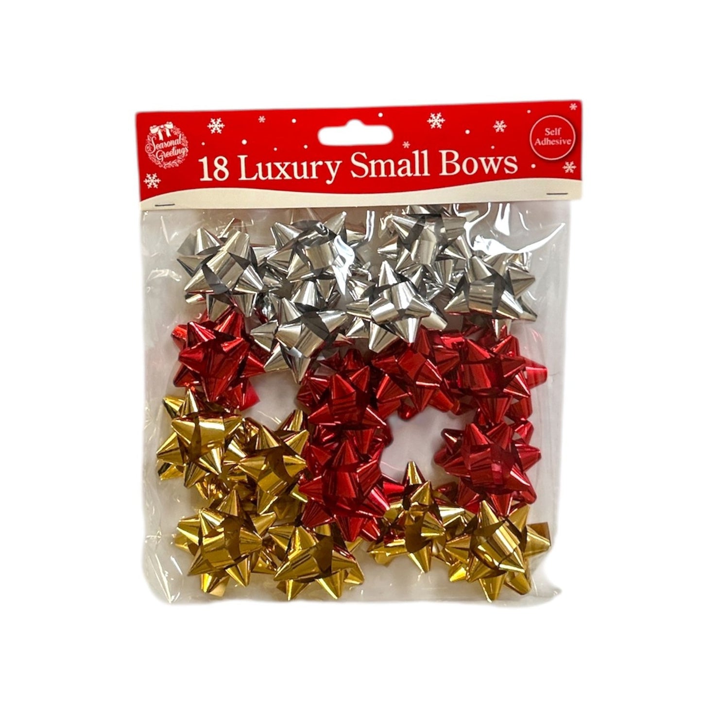 Pack of 18 Luxury Christmas Traditional Colours Gift Bows - Red, Gold, Silver