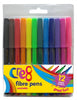 Pack of 12 Coloured Fibre Pens