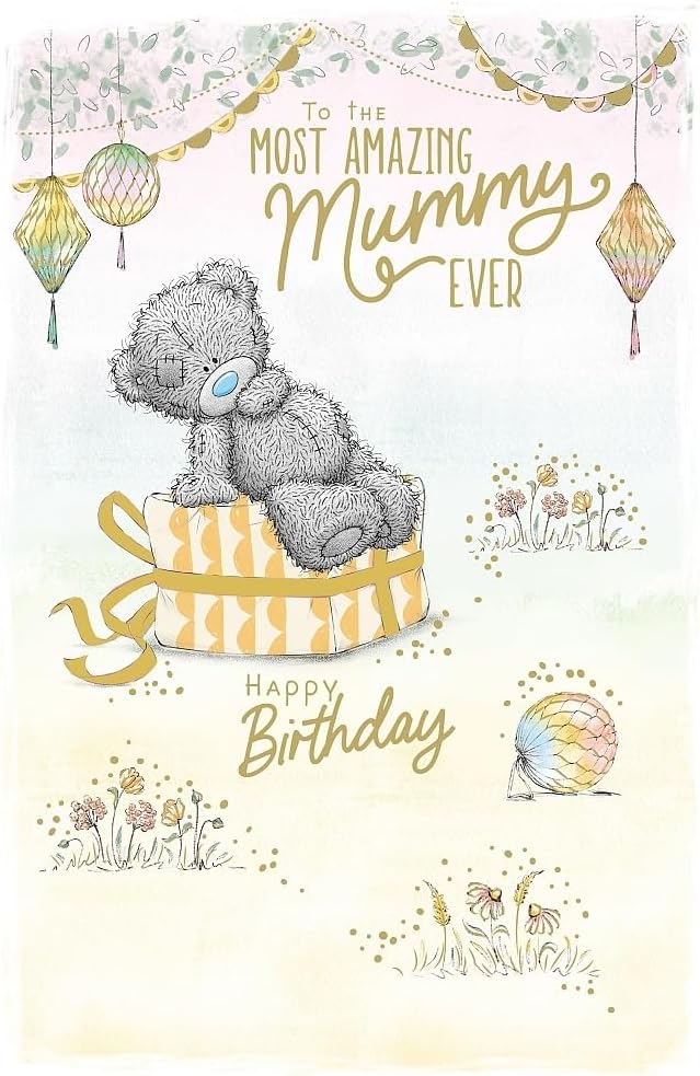 Bear Sitting On Gift Mummy Birthday Card