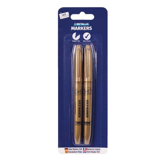 Pack of 2 Bullet Tip Metallic Gold Markers Pens