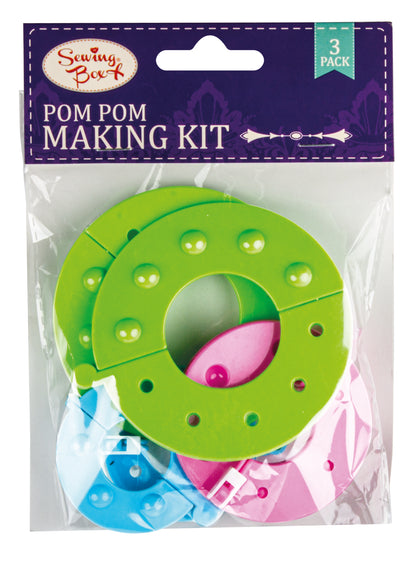 Pack of 3 Pom Pom Making Kit By Sewing Box