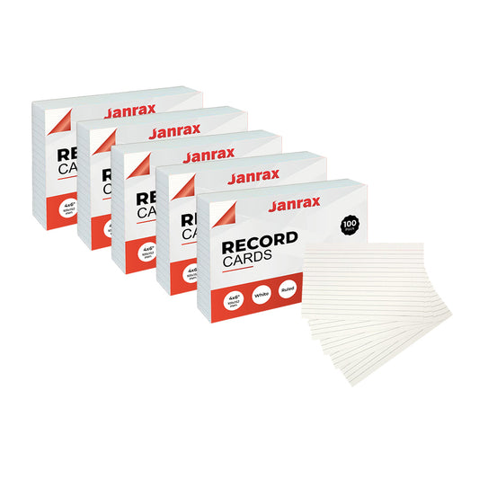 Pack of 600 White Ruled 6x4" Record Cards – Lined Study Index Cards for Notes, Revision