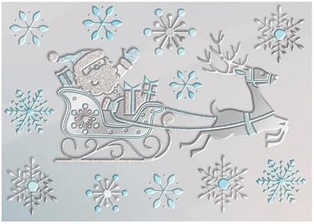 Metallic Blue & Silver Santa on Sleigh Christmas Decorative Stickers