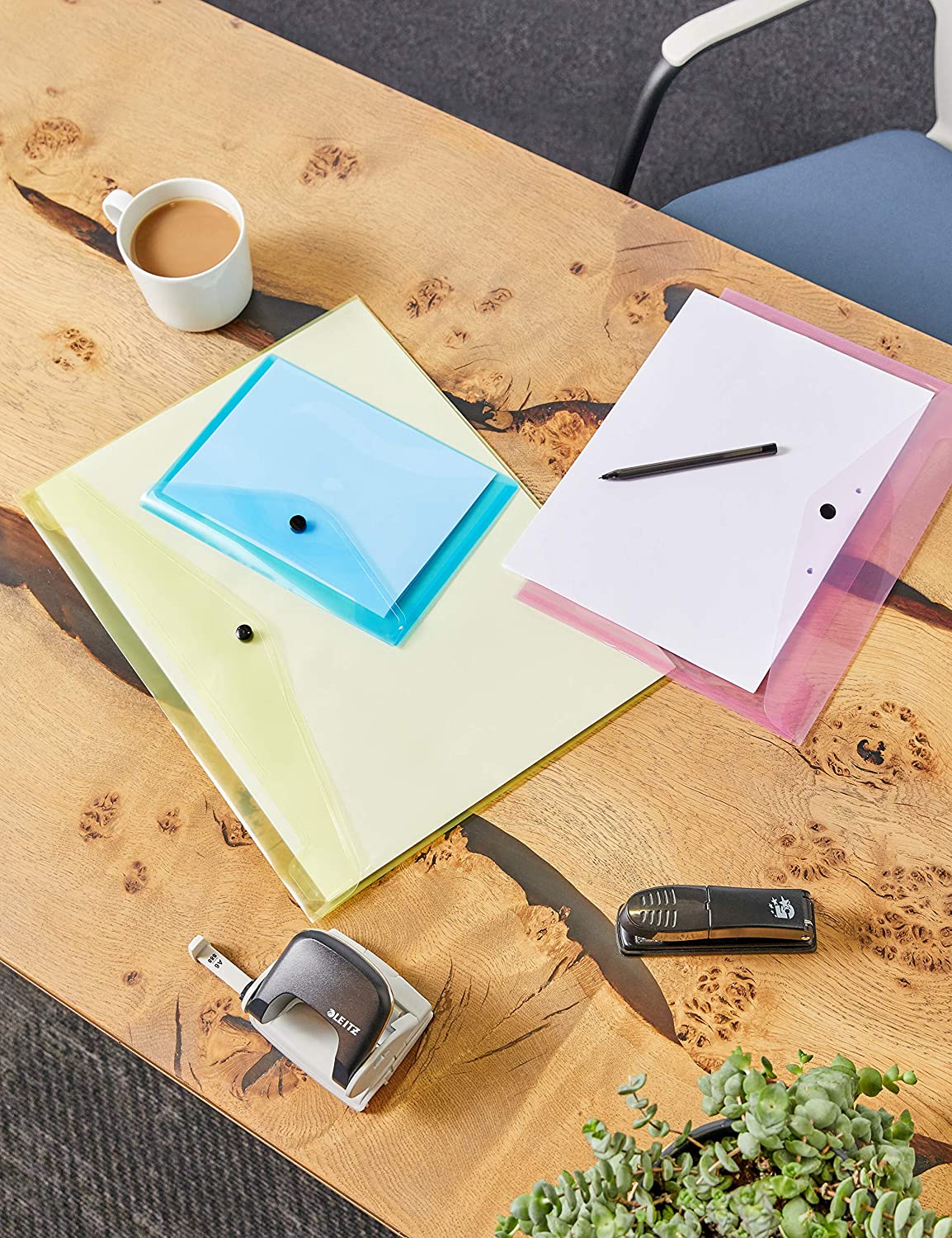 Pack of 12 Janrax A3 Orange Document Wallets - Button Stud Folder