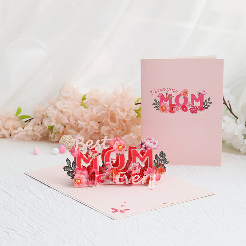 Best MOM Ever Stunning 3D Floral Pop Up Mother's Day Card 