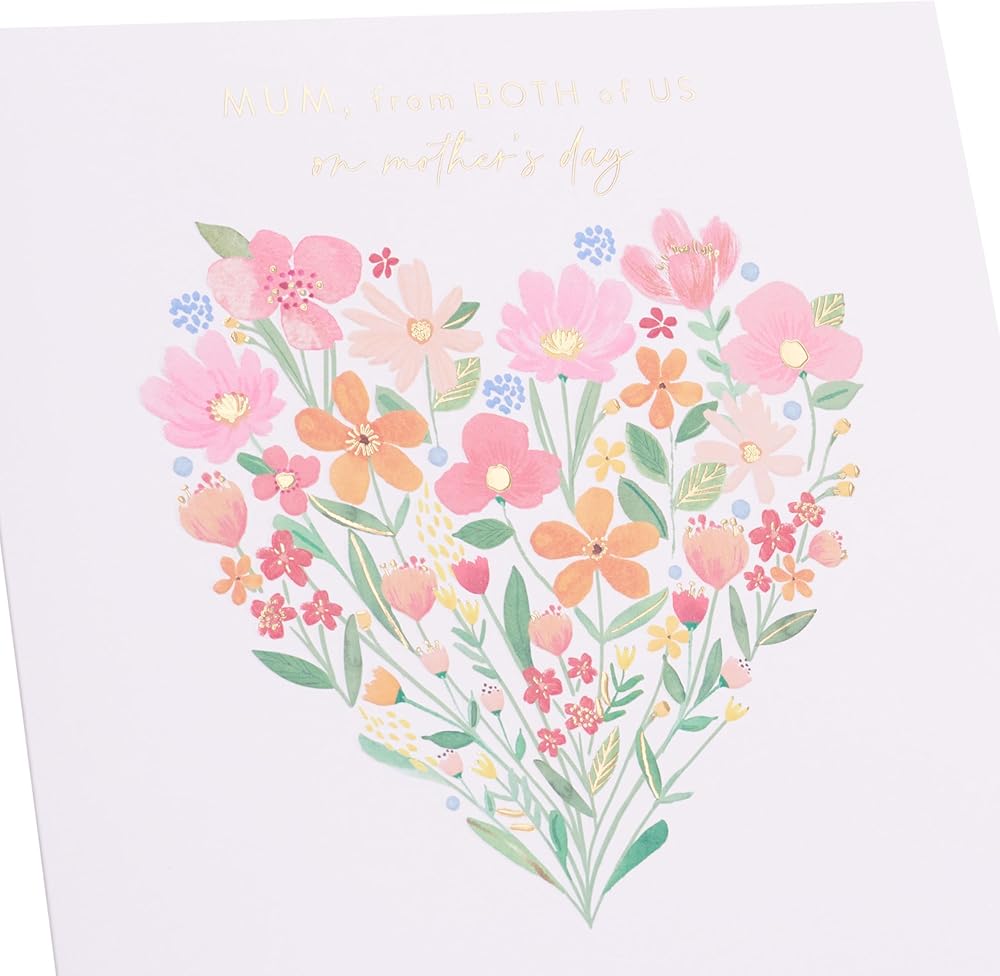 Heart of Painted Flowers Design for Mum from Both Of Us Mother's Day Card