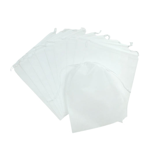 Pack of 25 White Coloured 32x22cm Non-Woven Drawstring Bags