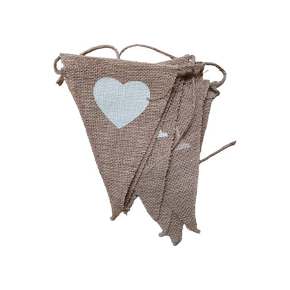8 Pennants Mr & Mrs And Hearts Hessian Bunting
