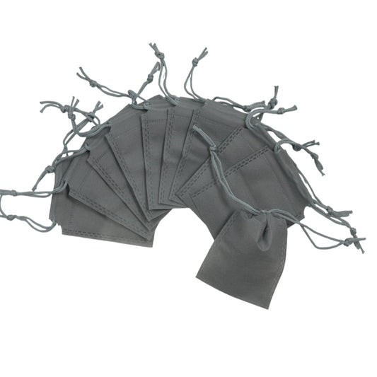 Pack of 100 Grey Coloured 12x9cm Non-Woven Drawstring Bags