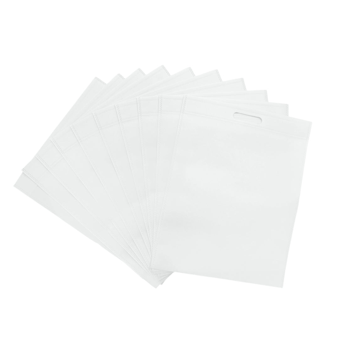 Pack of 100 White Coloured 50x40cm Non-Woven Patch Handle Bags