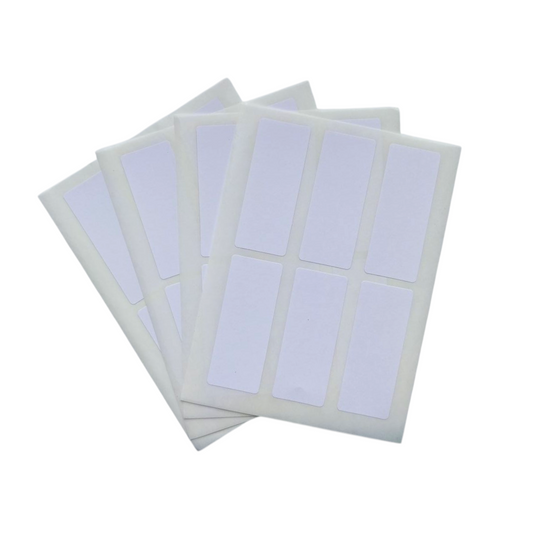 Pack of 48 White 25x50mm Rectangular Labels - Adhesive Stickers