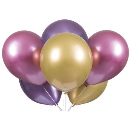 Pack of 6 Assorted Pink, Purple & Gold Platinum 11