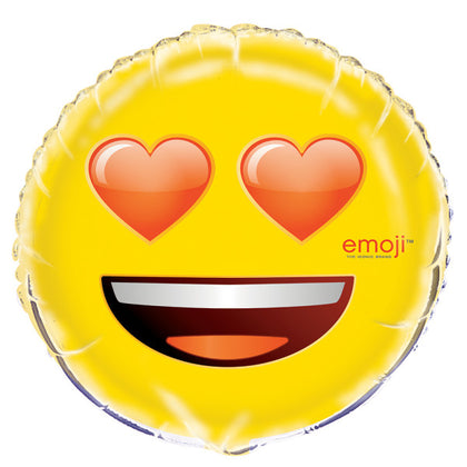 Heart Eyes Emoji Round Foil Balloon 18