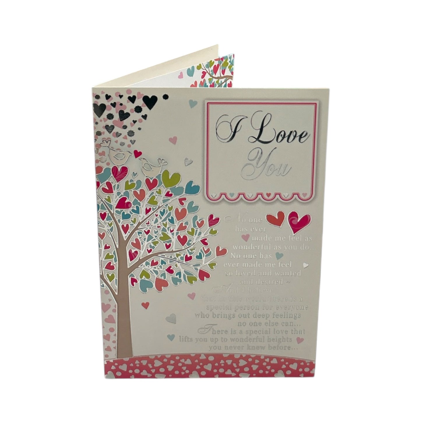 I Love You Multi Colour Hearts Tree Open Greeting Card