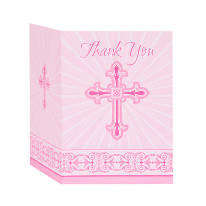 Pack of 8 Pink Radiant Cross Thank You Notes