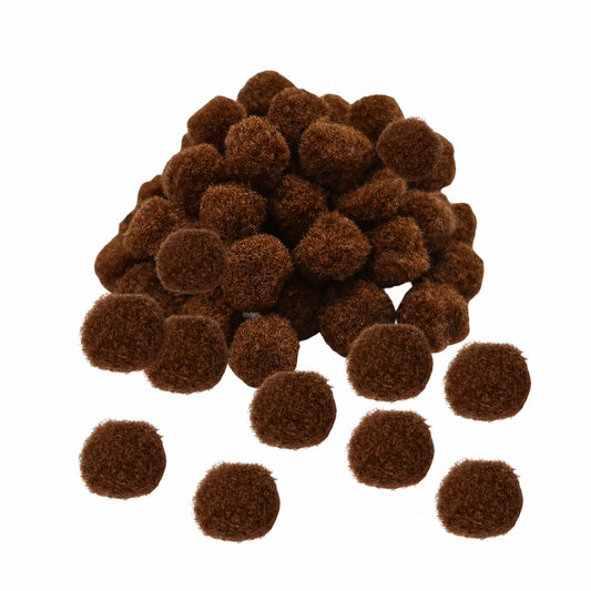 Pack of 50 Brown Pom Poms 1.5cm – Soft Fluffy Craft Balls