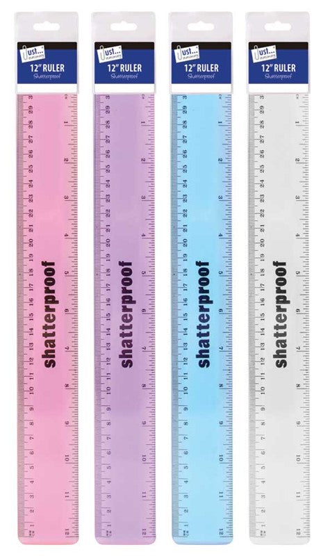 Single Just Stationery 12 inch Metallic Shatterproof Ruler