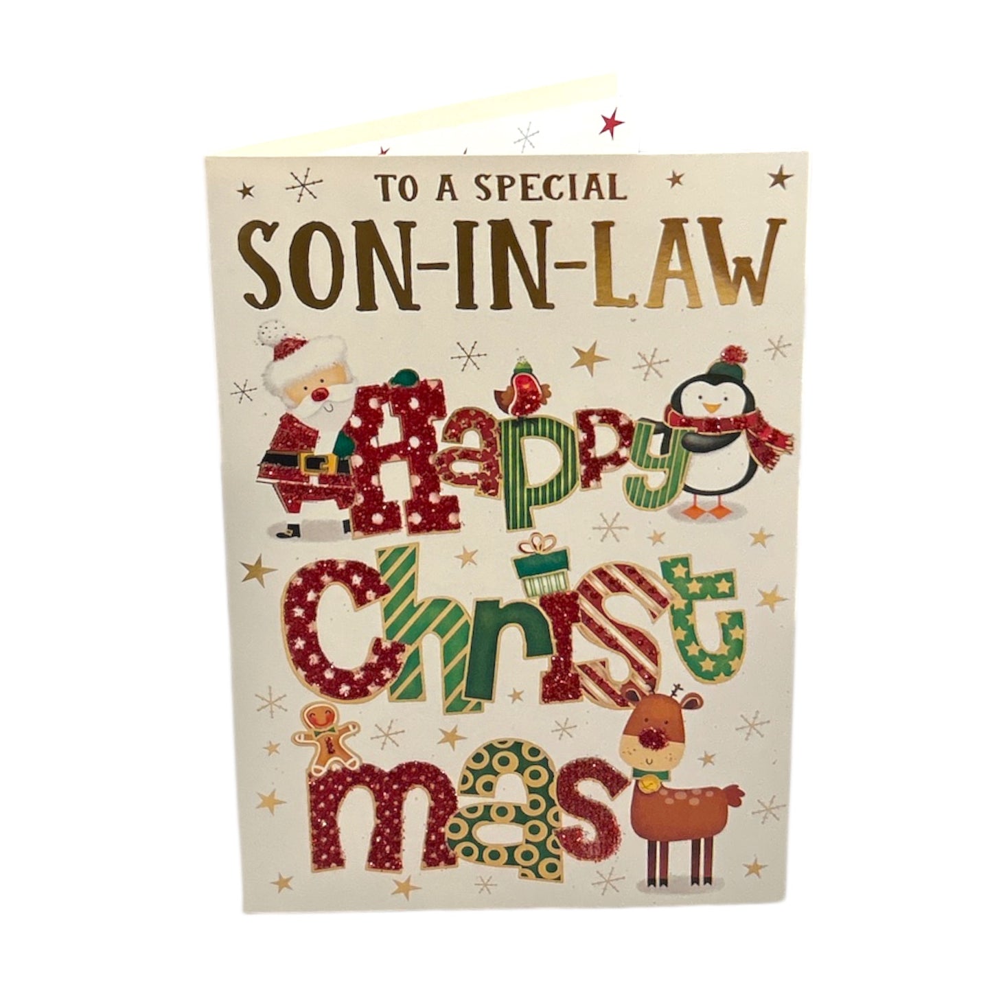 For Son In Law Festive Lettering & Icons Christmas Card