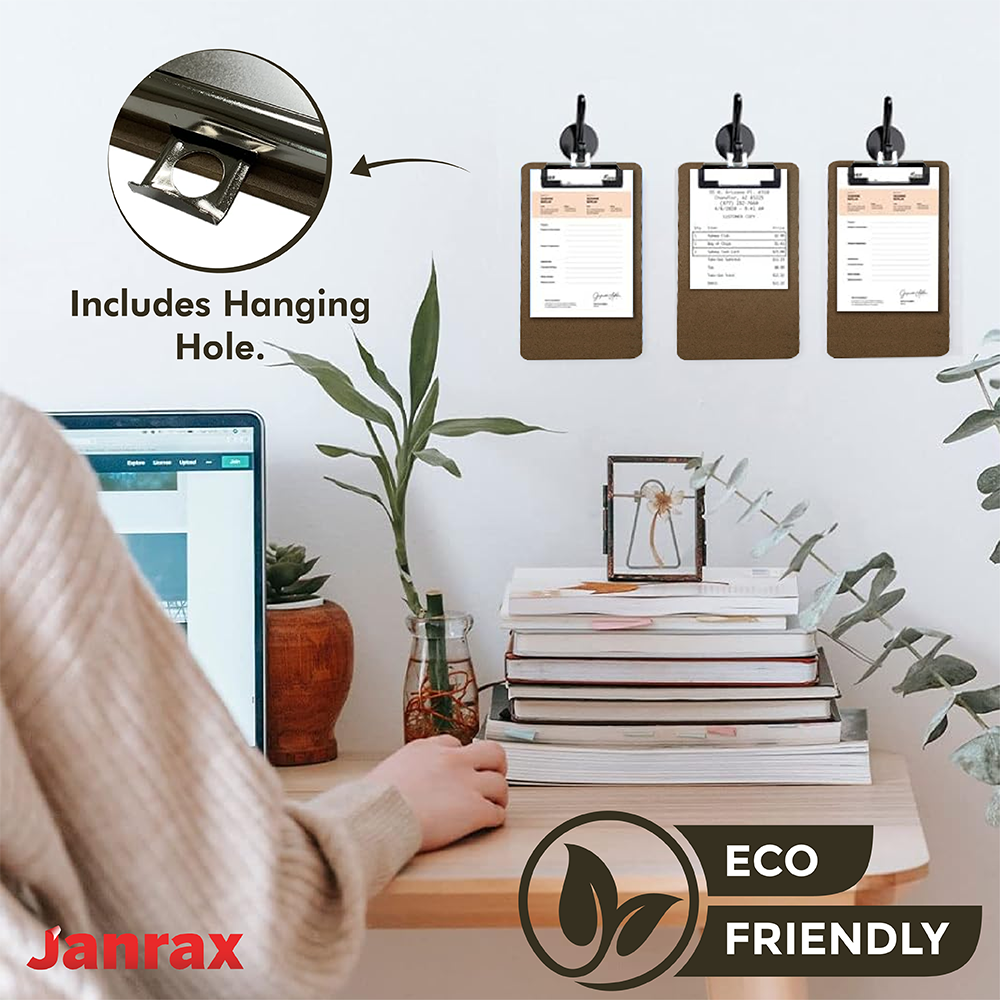 Pack of 12 Slim Wooden Clipboards by Janrax - Suitable for A6 Paper