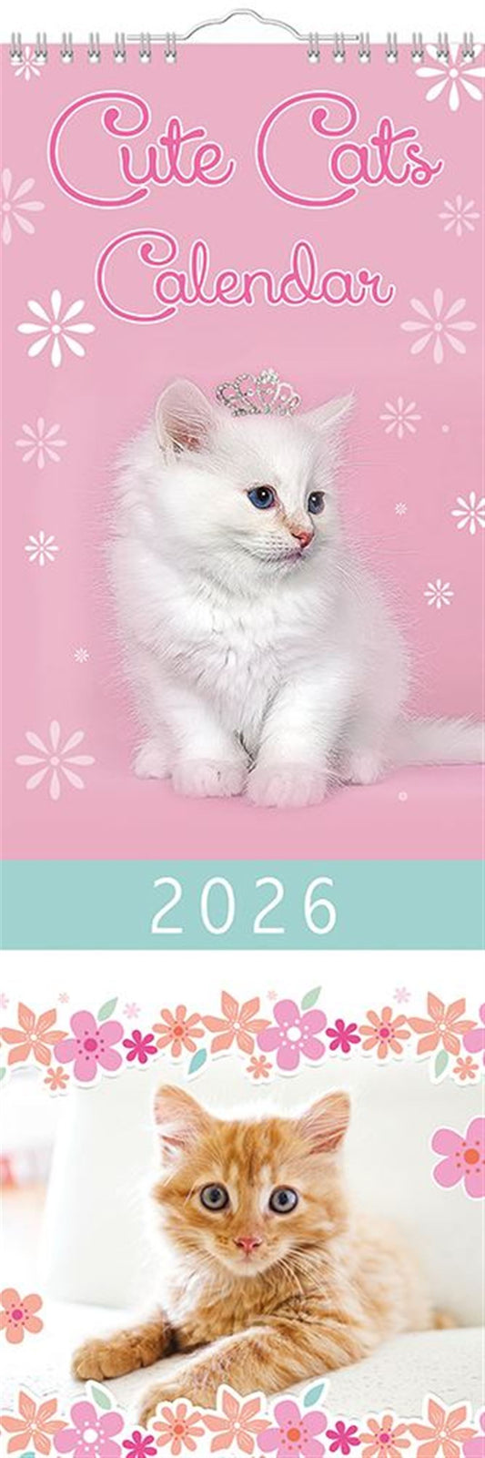Slim Month To View Calendar 2026 – Photographic Cats – 143mm x 417mm