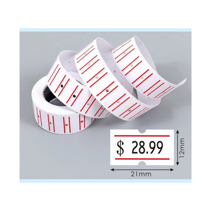 10 Rolls of White Price Labels 21x12mm (5000 Labels total)
