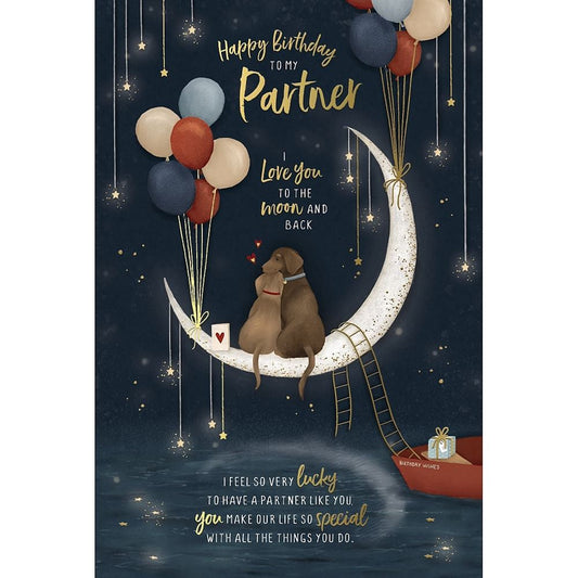 Moon and Stars Design Partner Birthday Card