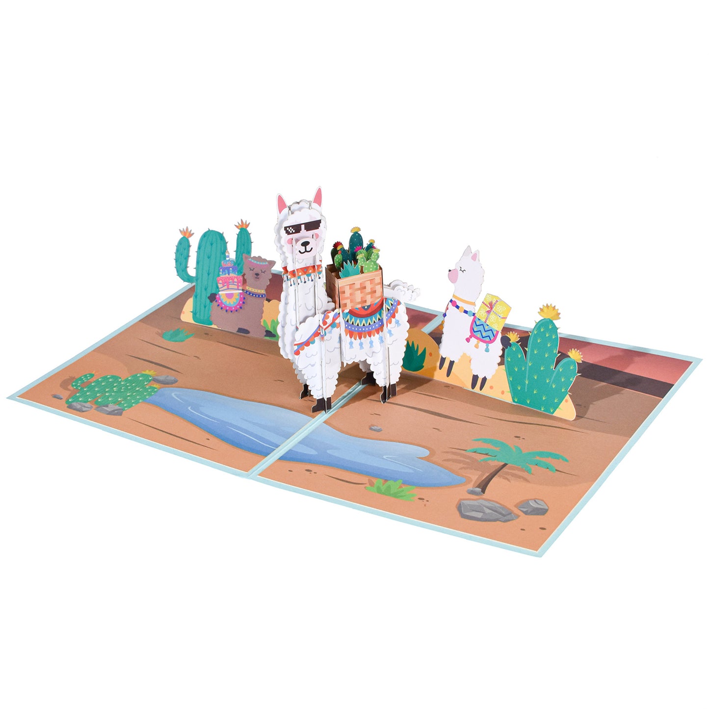 Llama Caravan Desert Delight Pop Up Greeting Card