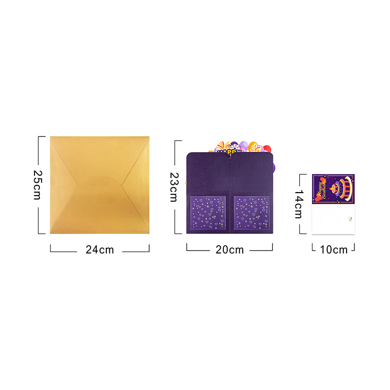 Fireworks Vivid Purple 3D Pop Up Birthday Box Card