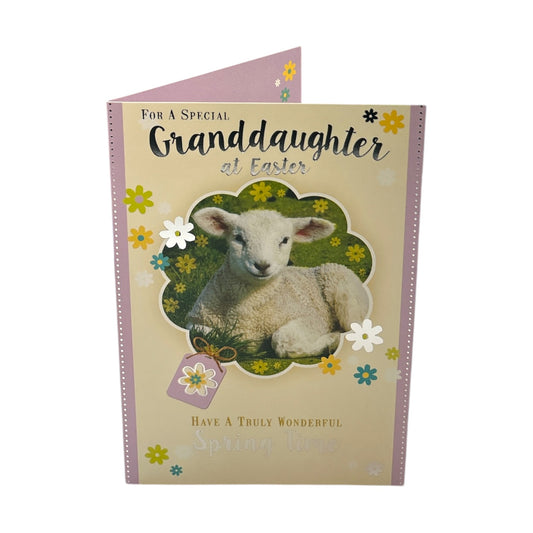 For Granddaughter Lamb Design Easter Card