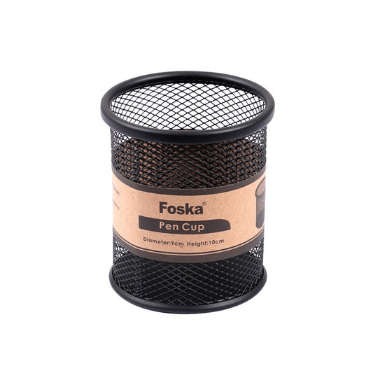 Black Wire Mesh Desk Pen Pot 9 x 10cm