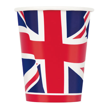 Pack of 8 Union Jack 9oz Paper Cups