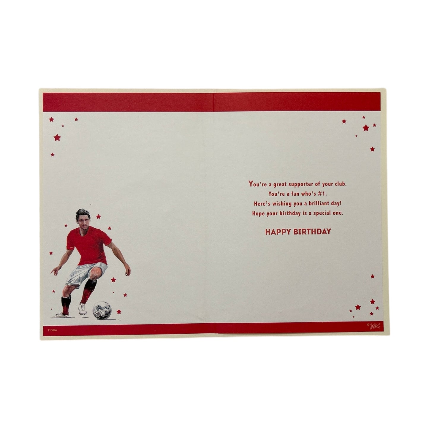 A Man In Red and White Soccer Uniform Customized Male Birthday Card