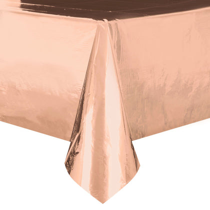 Rose Gold Foil Rectangular Plastic Table Cover, 54
