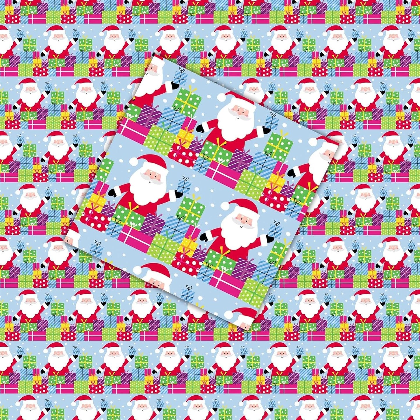 Pack of 8 Santa Snowflake Holly Christmas Gift Wrapping Paper Sheets