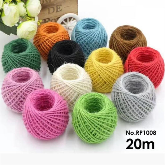 Single 20m DIY Colorful Three Strand Hemp Rope Reel