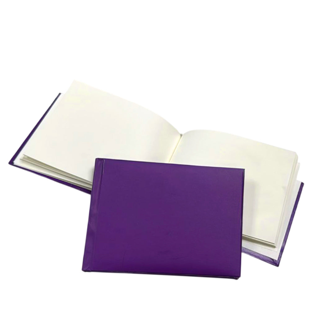 Pack of 12 Plain Cover 100 Pages Purple Autograph Books – School Leavers Signature, End of Term Memory Book