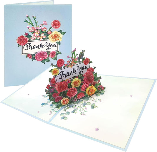 Colourful Blooming 3D Pop Up Thank You Card