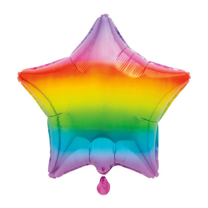Gradient Rainbow Star Foil Balloon 18