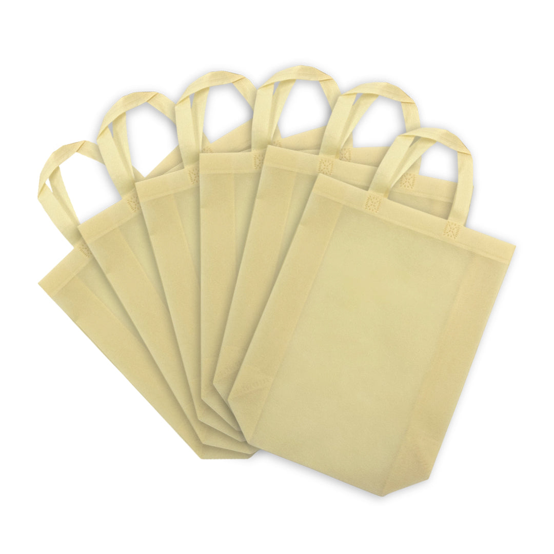 Pack of 100 Ivory Coloured 25x35x10cm Non-Woven Bags with Handle