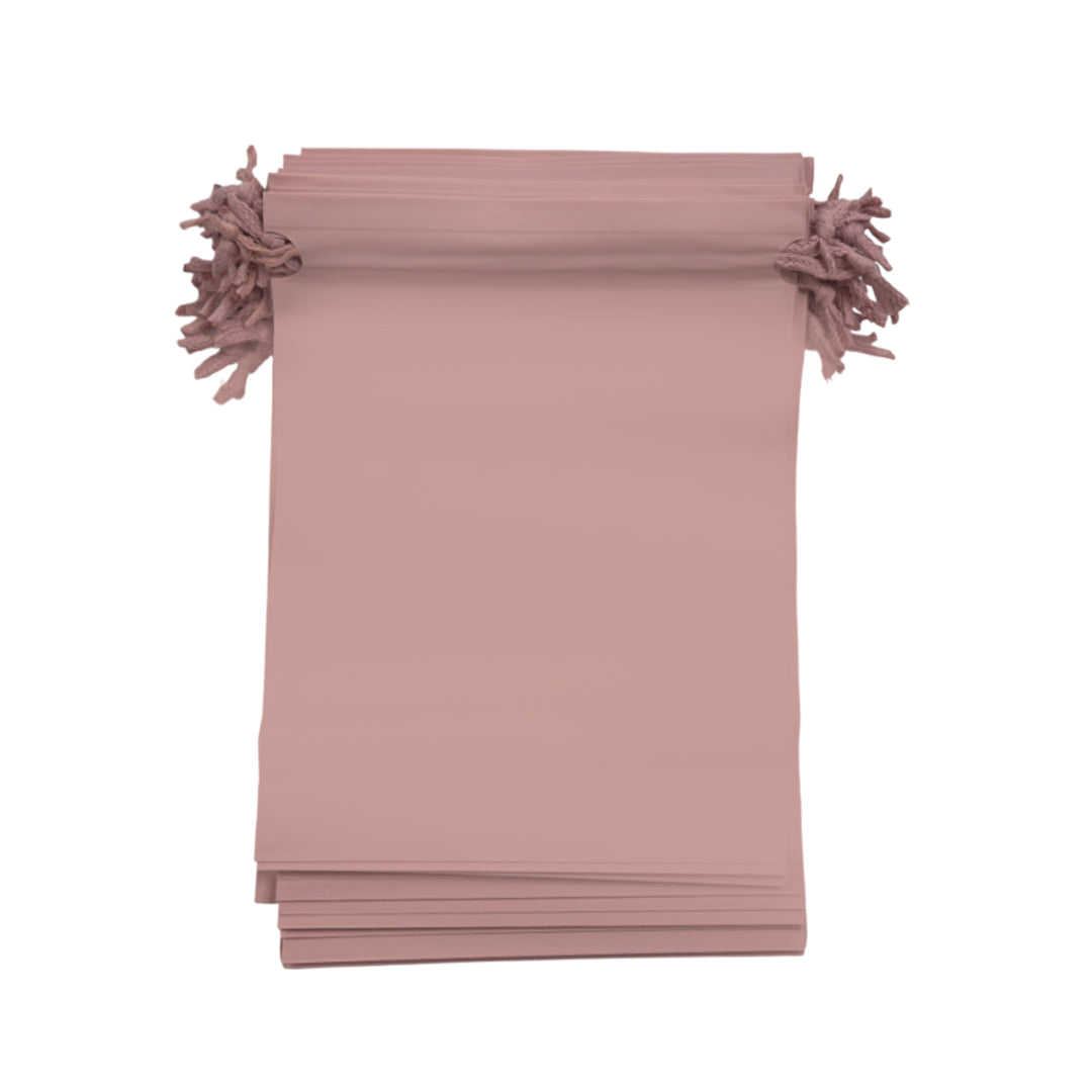 Pack of 100 Pale Pink Coloured 21x29cm PEVA Frosted Drawstring Bags