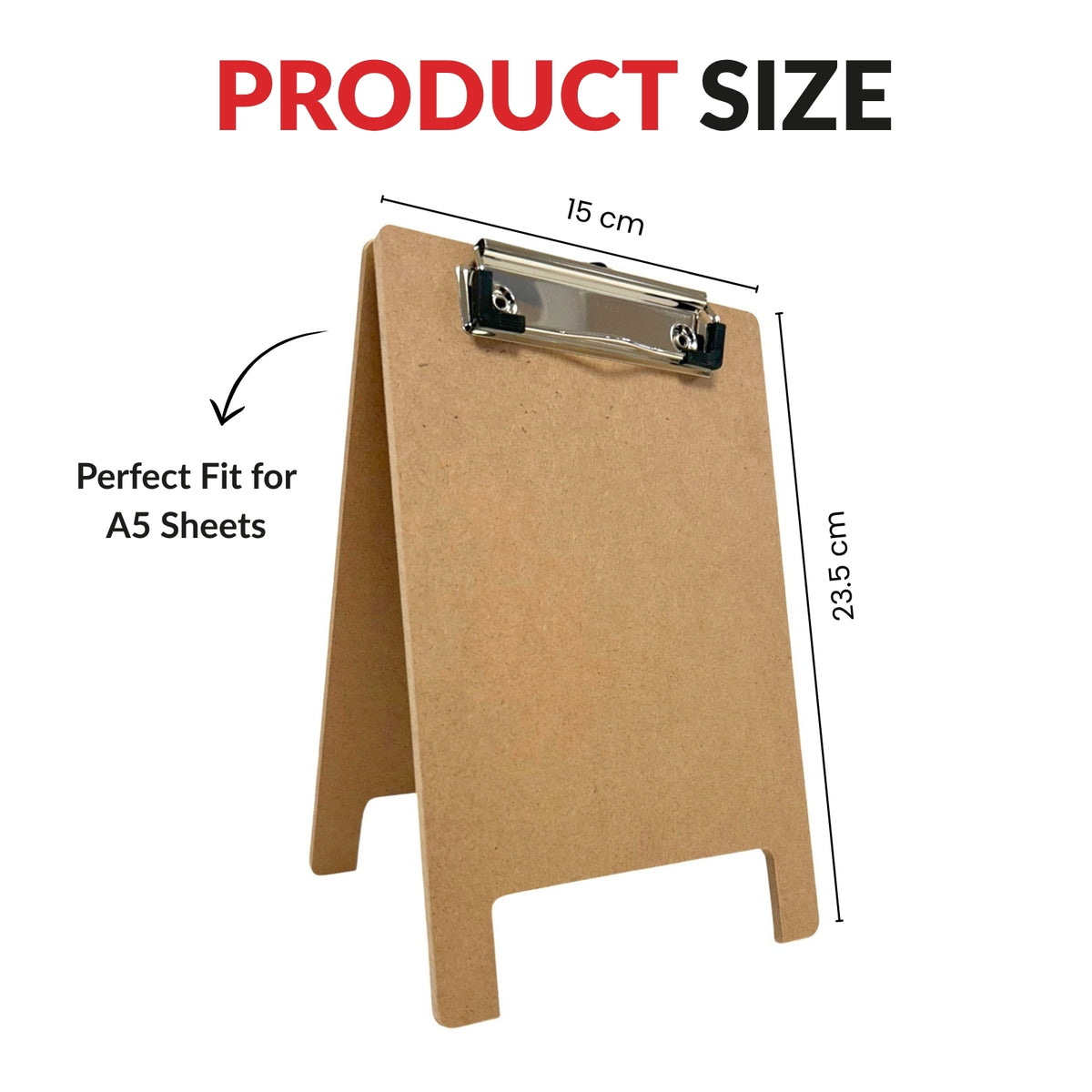 Pack of 6 A5 5mm Thick Wooden Stand Folding Menu Clipboards