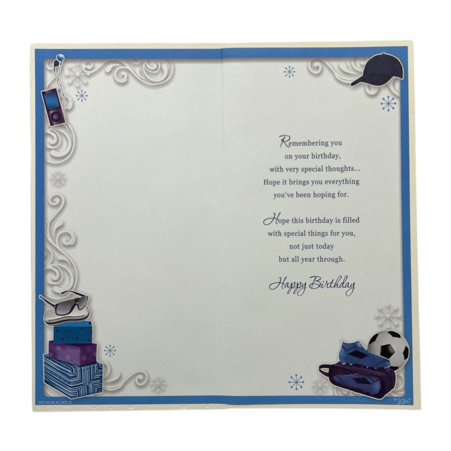 Age 21 Male Accessories Traditional Opacity Birthday Card