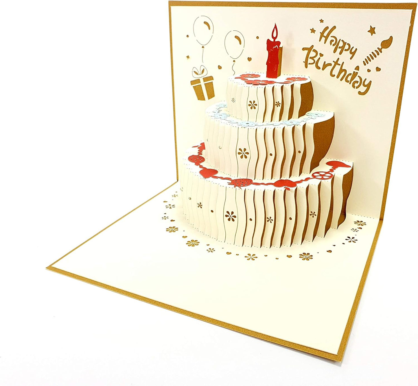 Golden Fruit Cake Design 3D Pop Up Birthday Card
