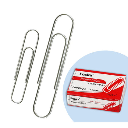 Pack of 50 78mm Nickel Silver Paper Clips