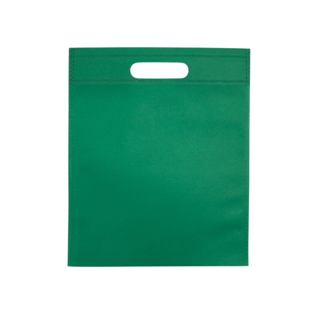 Pack of 100 Dark Green Coloured 30x25cm Non-Woven Patch Handle Bags