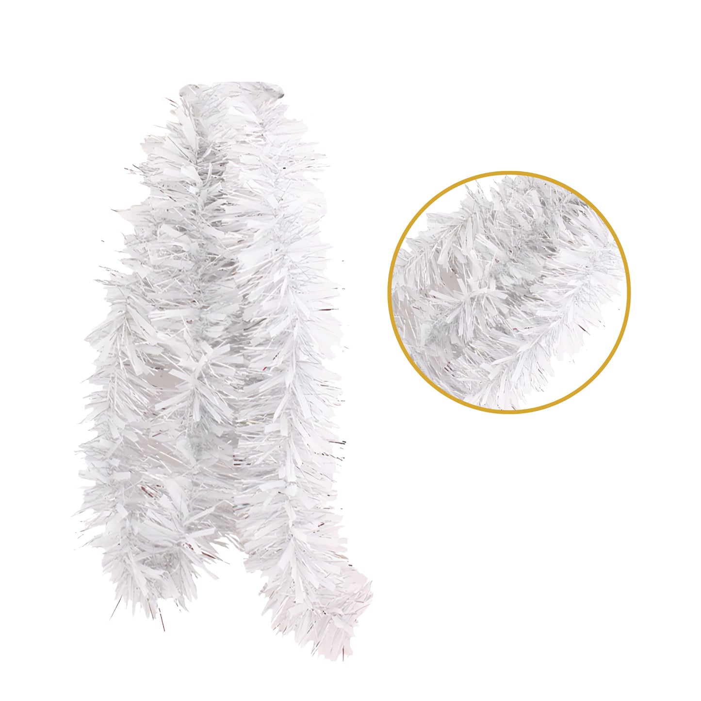 2m Christmas Chunky White Tinsel