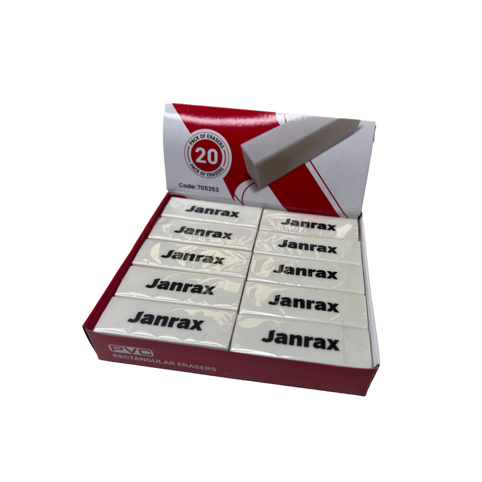 Pack of 20 PVC Rectangular Erasers – Choice Wholesale