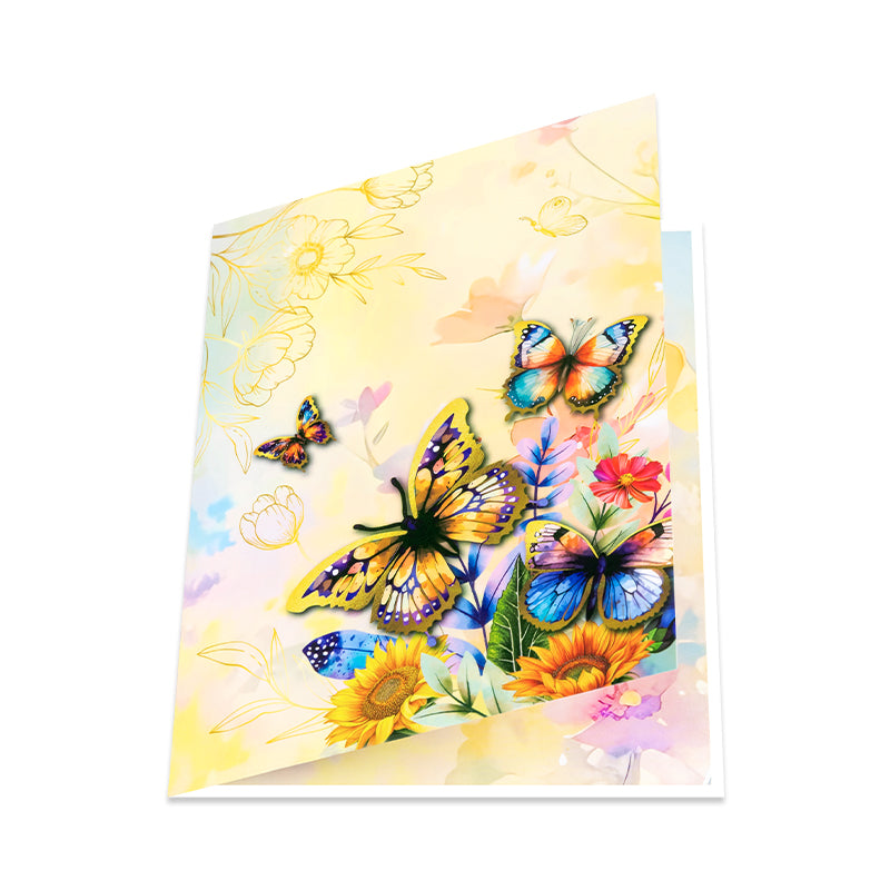 Wings of Sunshine Floral Butterfly 3D Pop Up Greeting Card