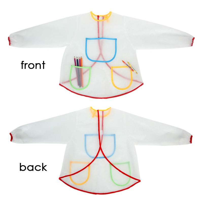 Pack 5 Waterproof Kids Art Aprons for Year 0 to 6 Long Sleeve for Painting and Crafts